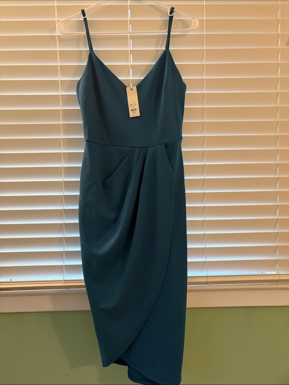 Francesca's Collections Teal Spaghetti-Strap Midi Dress